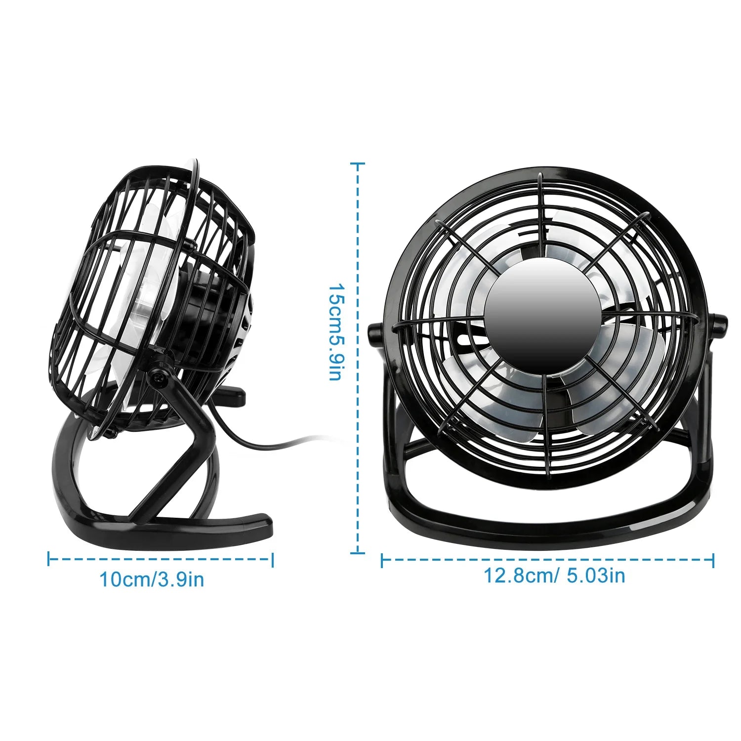 5 Inch Small USB Desk Fan,  Mini Quiet Fan, 360°Adjustable Tilt Angle, Personal Cooling Fan for Desktop Office (Black)