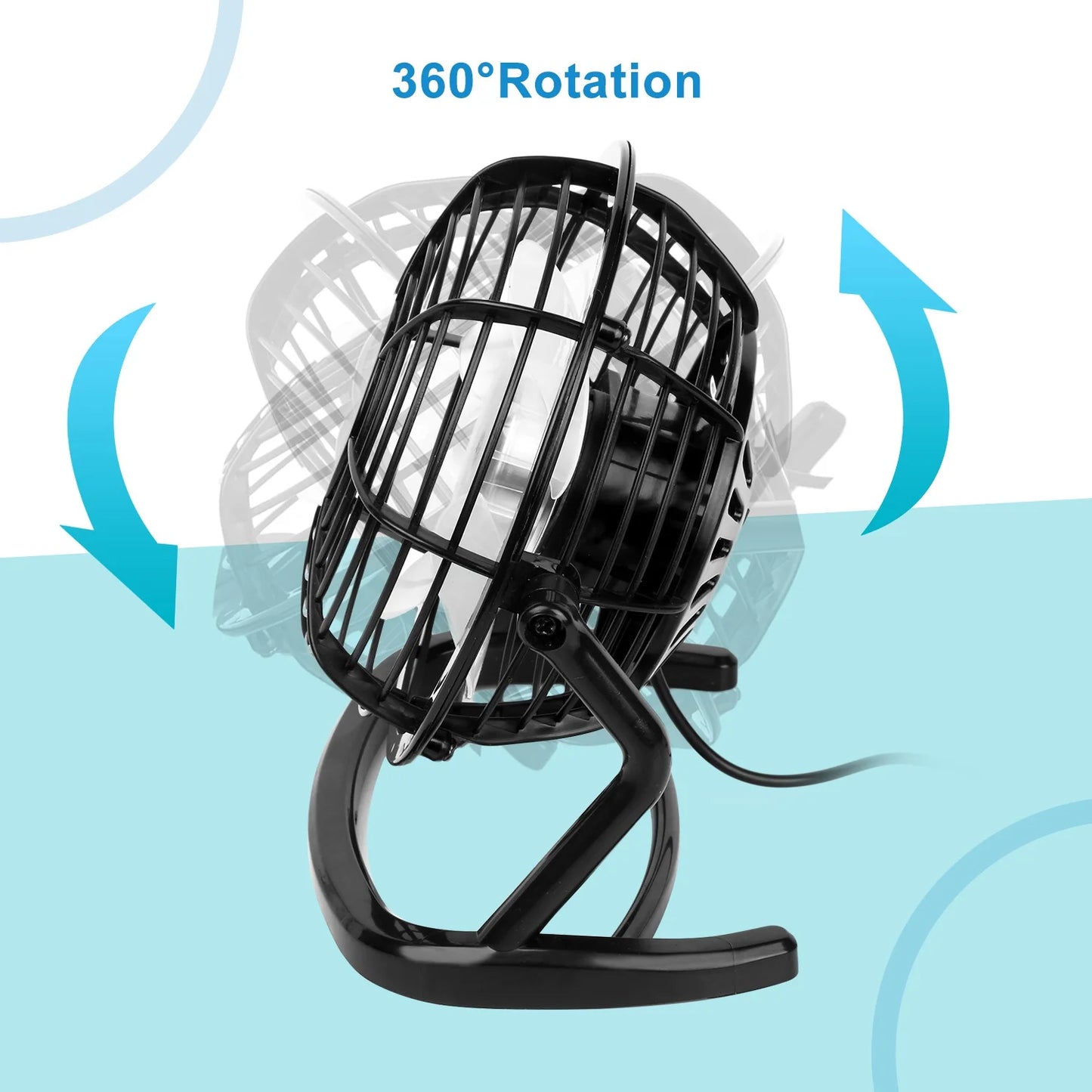 5 Inch Small USB Desk Fan,  Mini Quiet Fan, 360°Adjustable Tilt Angle, Personal Cooling Fan for Desktop Office (Black)