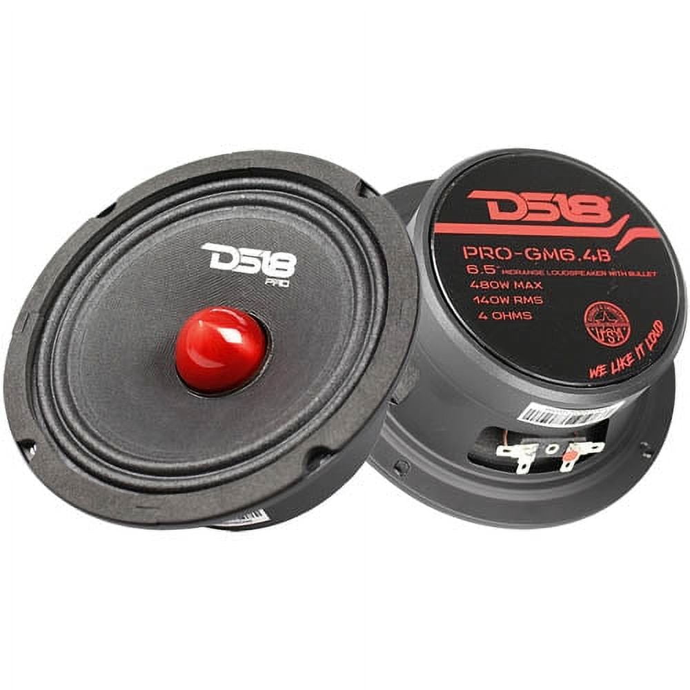 2 Pack  6.5" Inch Midrange Loudspeaker 480 Watt Max Bullet 4 Ohm PRO-GM6.4B