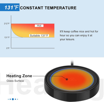 Coffee Mug Warmer, Electric Beverage Warmers for Office Home Desk Use, Smart Cup Warmer Thermostat Coaster for Hot Coffee Tea Espresso Milk Candle Wax with Gravity Switch Auto On/Off 135F