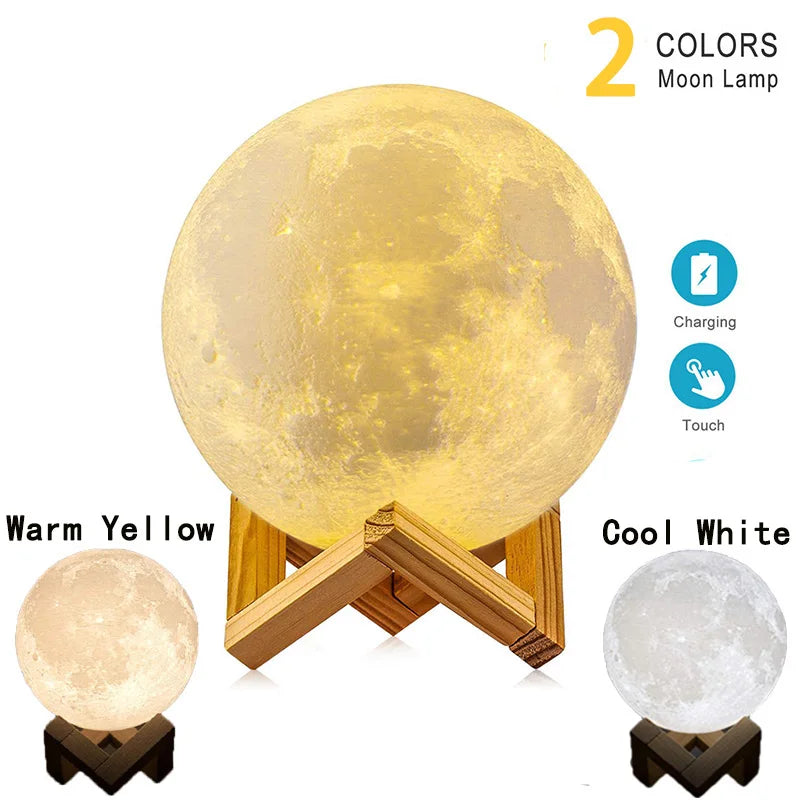 ZK20 LED Night Light 3D Print Moon Lamp 16 Colors Rechargeable Change Light Touch Remote LED Moon Light Gift