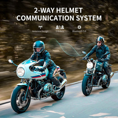 FX8 AIR Motorcycle Bluetooth Headset, 1000M Motorcycle Communication Systems with 3 Sound Effects, Hands-Free Helmet Intercom with CVC Noise Cancellation, IP65 Waterproof, FM Radio, 2 Pack