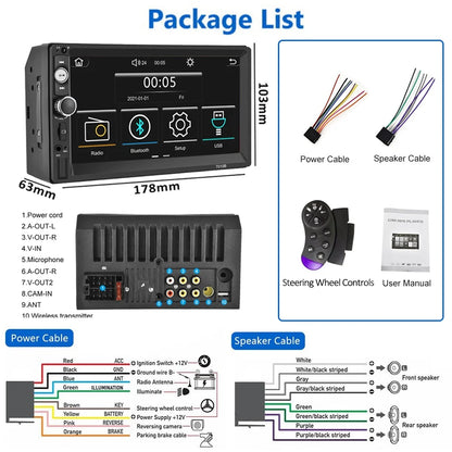 Double 2 Din 7'' Universal Car Stereo Radio Apple Carplay Android Auto Mirror Link HD Touch Screen Car Audio Multimedia Player MP3 MP5 Bluetooth FM Usb(Rear Camera Not Included)