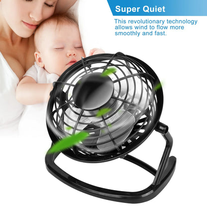 5 Inch Small USB Desk Fan,  Mini Quiet Fan, 360°Adjustable Tilt Angle, Personal Cooling Fan for Desktop Office (Black)