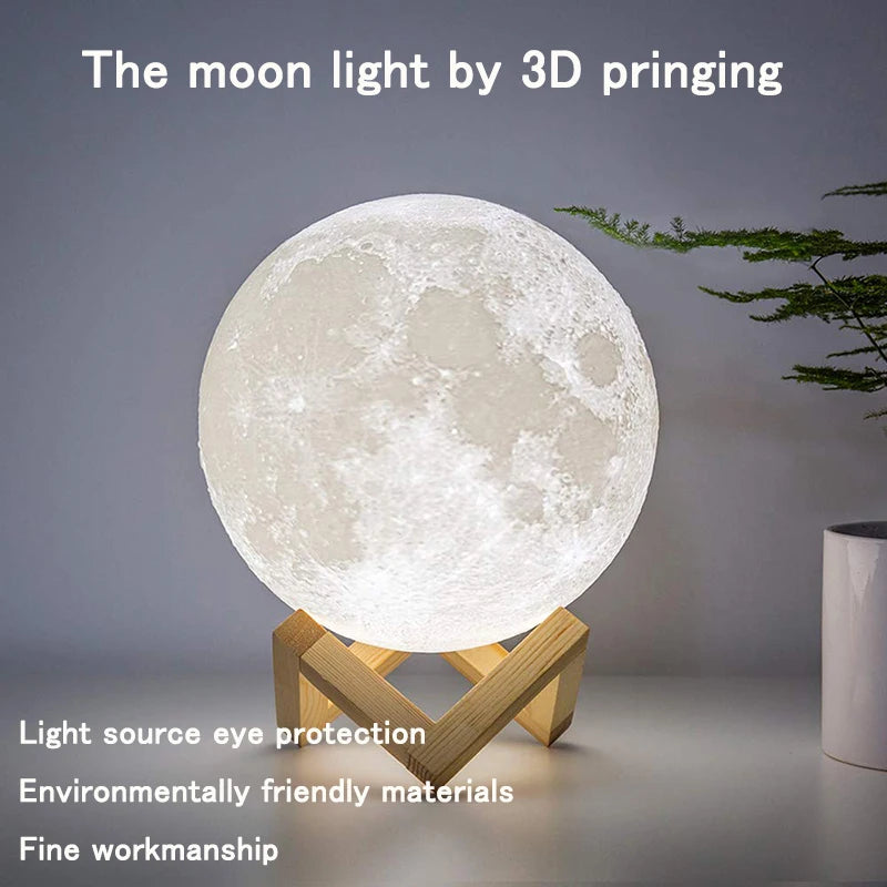 ZK20 LED Night Light 3D Print Moon Lamp 16 Colors Rechargeable Change Light Touch Remote LED Moon Light Gift