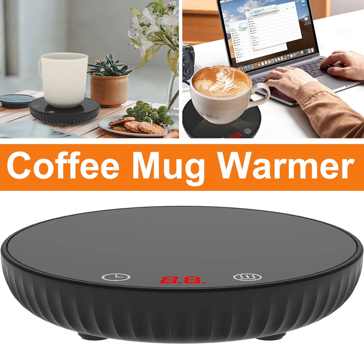 Coffee Mug Warmer, Candle Warmer with Auto Shut off & 2-Temp Settings & 12-Hour Timer for Desk Home Office, Beverage Warmer(No Cup)